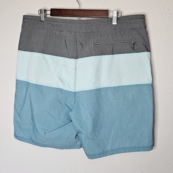 Burnside Mens Swim Trunks Board Shorts‎ Pockets Blue Gray Size 38 - Picture 6 of 10